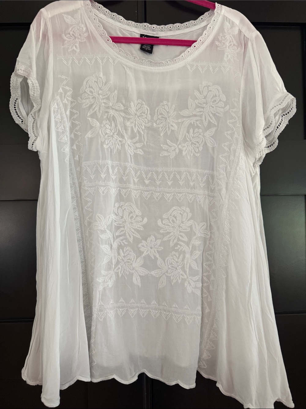 torrid White Embroidered Boho Tunic Top